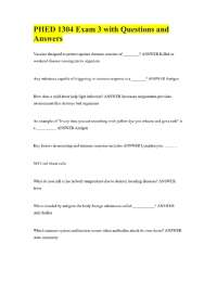PHED 1304 Exam 3 with Questions and Answers