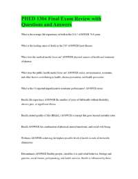 PHED 1304 Final Exam Review with Questions and Answers