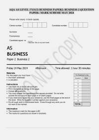 AQA AS LEVEL (7131/2) BUSINESS PAPER2: BUSINESS 2 QUESTION PAPER+ MARK SCHEME MAY 2024