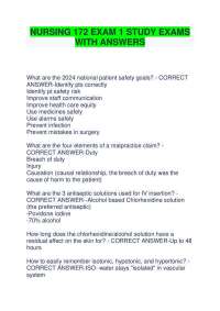 Nursing 172 Exam 1 Study Guide: Key Concepts and Answers