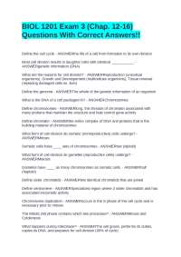 BIOL 1201 Exam 3 (Chap. 12-16) - Cell Division and Meiosis: Questions and Answers