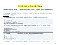 Final Exam for IS 700b: An Introduction to the National Incident Management System