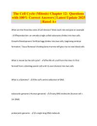 Cell Cycle (Mitosis) Chapter 12: Questions and Answers