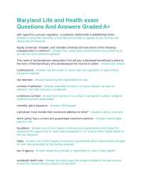 Maryland Life and Health Exam Questions and Answers