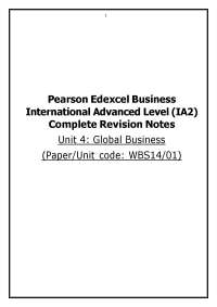 Pearson Edexcel Business International Advanced Level (IA2) Complete Revision Notes Unit 4
