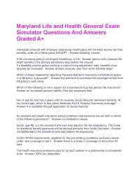 Maryland Life and Health General Exam Simulator Questions and Answers