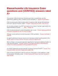 Massachusetts Life Insurance Exam Questions and Answers
