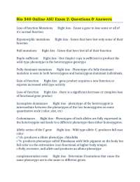 Bio 340 Online ASU Exam 2: Questions & Answers - Genetics Concepts and Principles