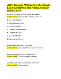 AGR Training NCO/Leadership Cards Exam Questions and Answers