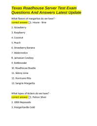 Texas Roadhouse Server Test Exam Questions And Answers Latest Update
