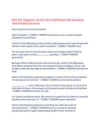 ECO 201 Chapters 1,2,3,6,7,8,9,16,20 Exam 320 Questions with Verified Answers