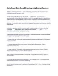 Ambulatory Care Pharmacy: Exam 1 Questions and Answers