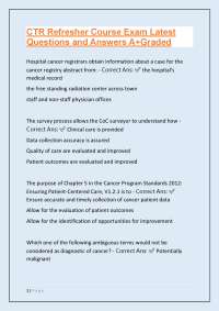 CTR Refresher Course Exam: Questions and Answers