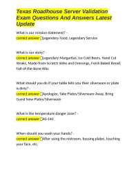 Texas Roadhouse Server Validation Exam Questions and Answers