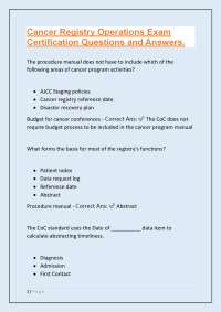 Cancer Registry Operations Exam Certification Questions and Answers
