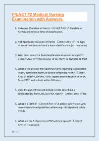 FN/AET #2 Medical Nursing Examination with Answers