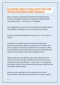 PowerPoint Unit Test Review Questions with Answers