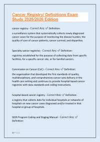 Cancer Registry Definitions Exam: Study Guide for 2025/2026