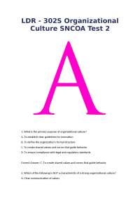 LDR - 302S Organizational Culture SNCOA Test 2 Tested Questions And Revised Correct Answer