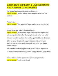 Chem 102 Final Exam 1 UNC Questions And Answers Latest Update