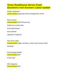 Texas Roadhouse Server Exam Questions And Answers Latest Update