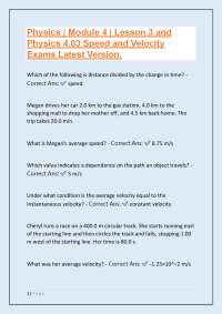 Physics 4.03 Speed and Velocity: Exercises and Questions