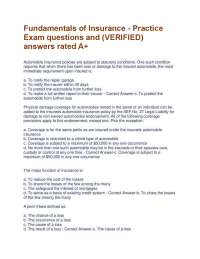 Fundamentals of Insurance - Practice Exam Questions and Answers