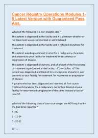 Cancer Registry Operations Modules: Multiple Choice Questions and Answers
