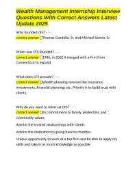 Wealth Management Internship Interview Questions and Answers