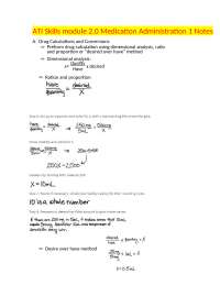 ATI Skills module 2.0 Medication Administration 1 Notes