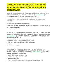 Manual Transmission Michigan Mechanic Study Guide: Questions and Answers