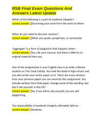 Academic Integrity and Research Methods: Multiple Choice Questions and Answers