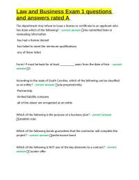 Law and Business Exam 1 Questions and Answers