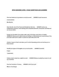 BTEC BUSINESS LEVEL 3 EXAM QUESTIONS AND ANSWERS