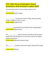 FFA CDE Horse Evaluation Exam: Questions and Answers