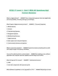 BTEC IT Level 3 - Unit 1 With All Questions And Correct Answers