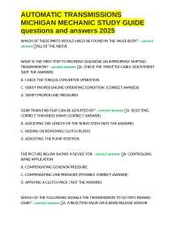 AUTOMATIC TRANSMISSIONS MICHIGAN MECHANIC STUDY GUIDE questions and answers 2025