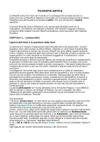 riassunto manuale Storia della Filosofia Antica