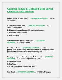 Cicerone (Level 1) Certified Beer Server Questions with answers
