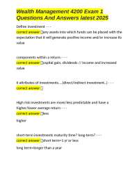 Wealth Management 4200 Exam 1 Questions And Answers