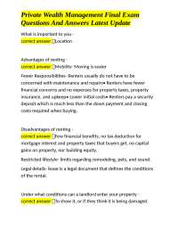 Private Wealth Management Final Exam: Real Estate Questions and Answers