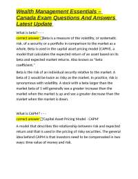 Wealth Management Essentials – Canada Exam Questions And Answers Latest Update