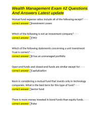 Wealth Management Exam #2 Questions and Answers