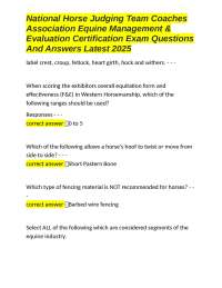 National Horse Judging Team Coaches Association Equine Management & Evaluation Certificati