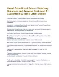 Hawaii State Board Exam – Veterinary Questions and Answers Best rated A+ Guaranteed Succes