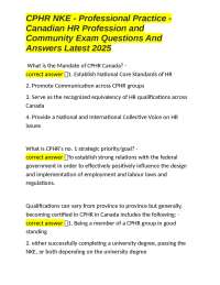CPHR NKE - Professional Practice: Canadian HR Exam Q&A