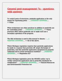General Pest Management 7a: Questions and Answers