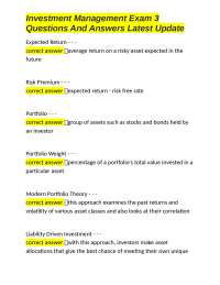 Investment Management Exam 3 Questions And Answers Latest Update