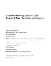 Hartman's Nursing Assistant Care: Chapter 3 Exam Questions and Answers