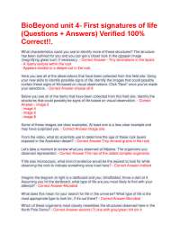 BioBeyond unit 4- First signatures of life (Questions + Answers) Verified 100% Correct!!.